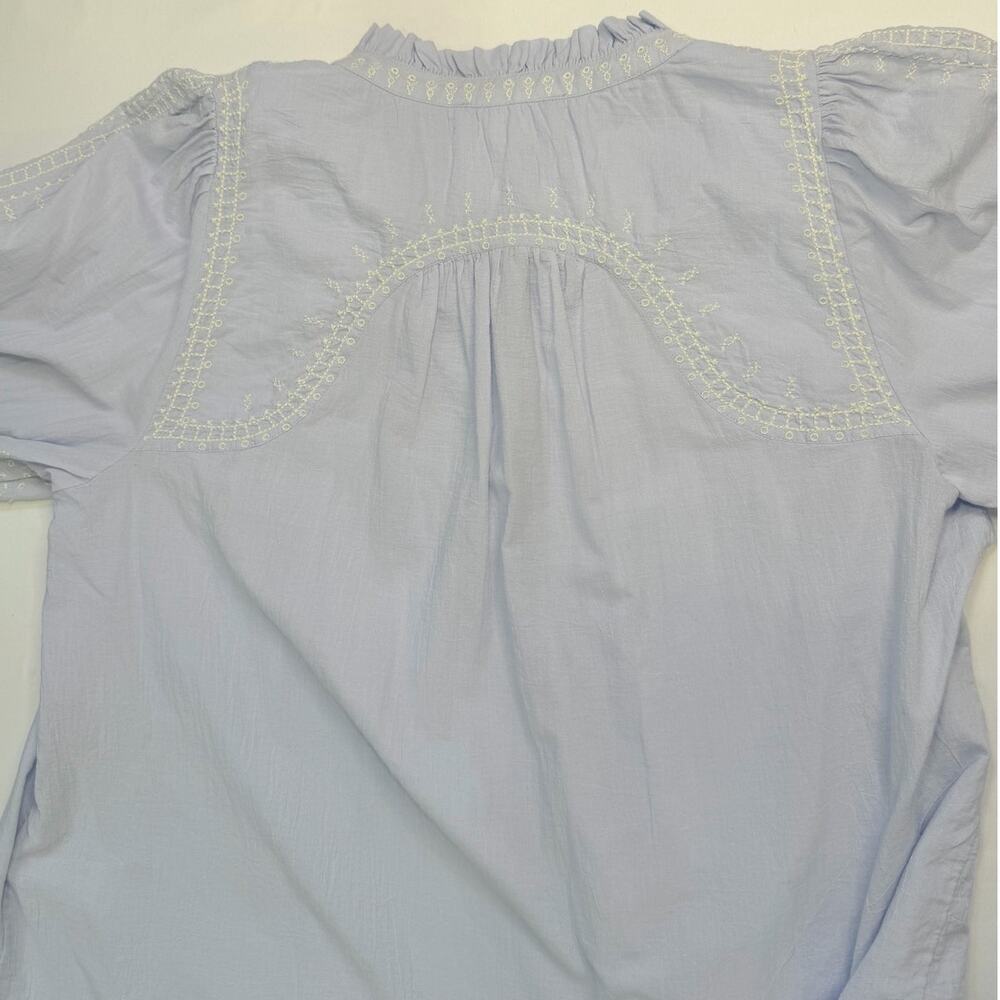 ba&sh Jaky Embroidered Blouse Blue and White | Boho Romantic French Style Size 3 - Picture 9 of 14